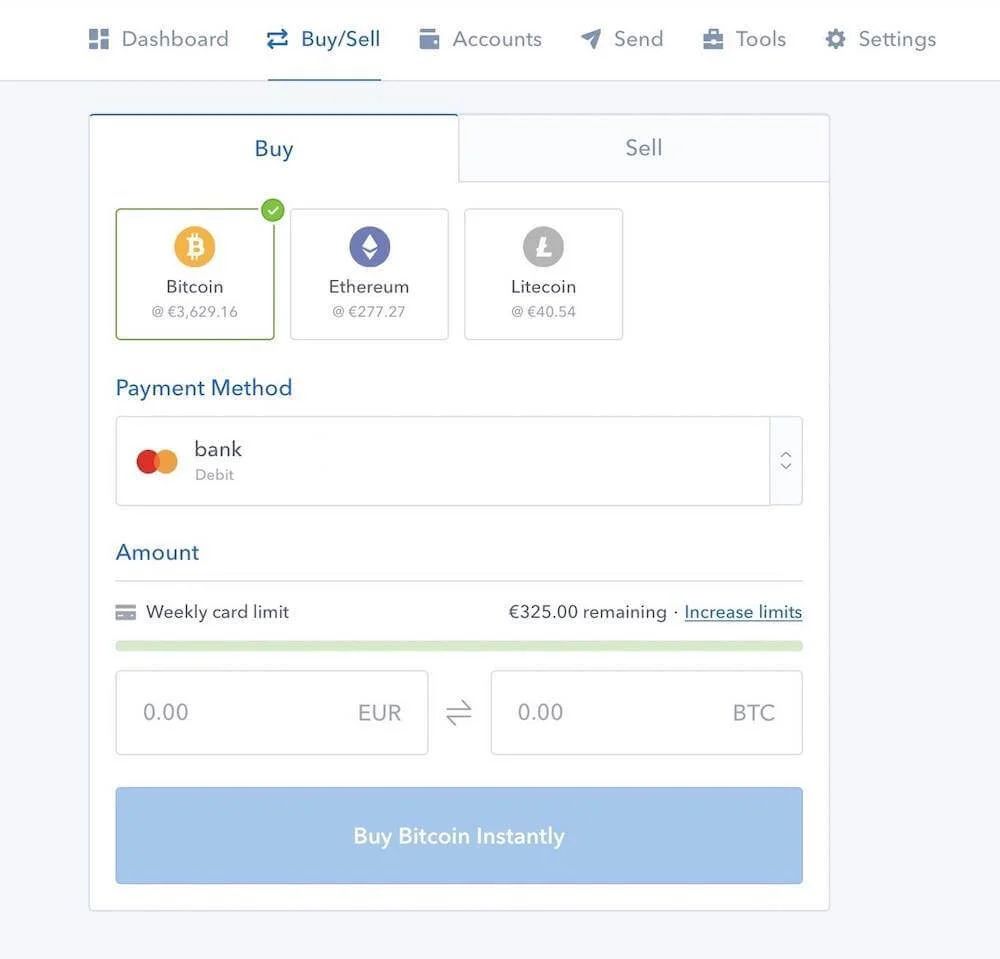 Coinbase buy bitcoins