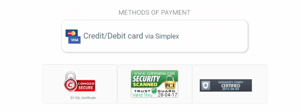 Coinmama payment methods