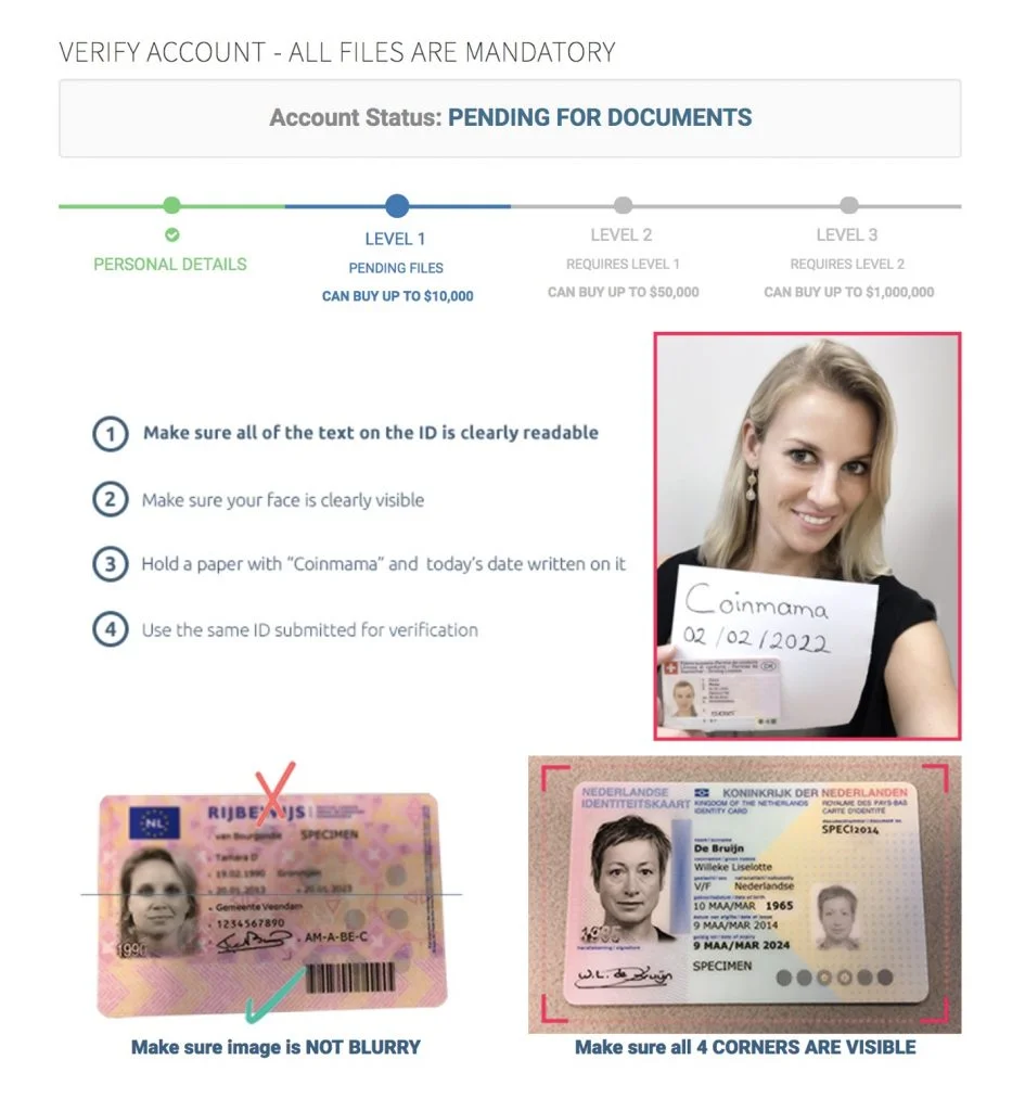 Coinmama verify account