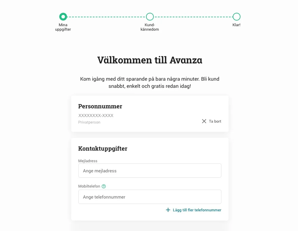 Avanza dina uppgifter