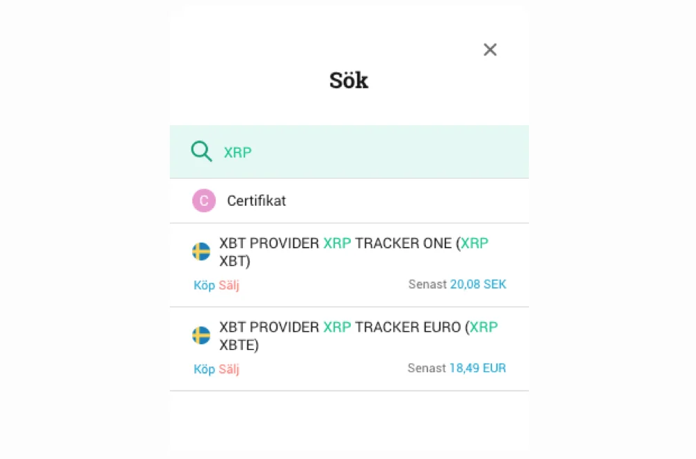 Avanza sök ripple xrp