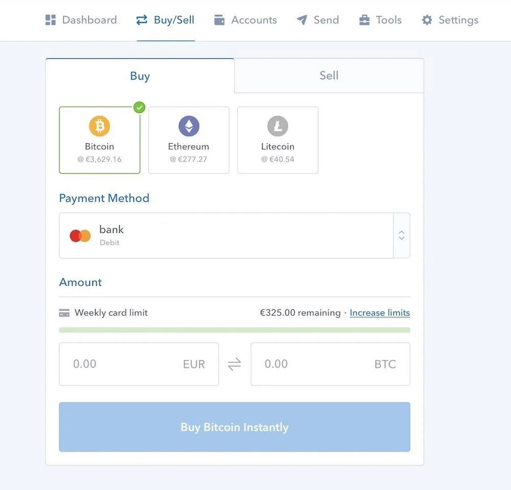 coinbase buy bitcoins